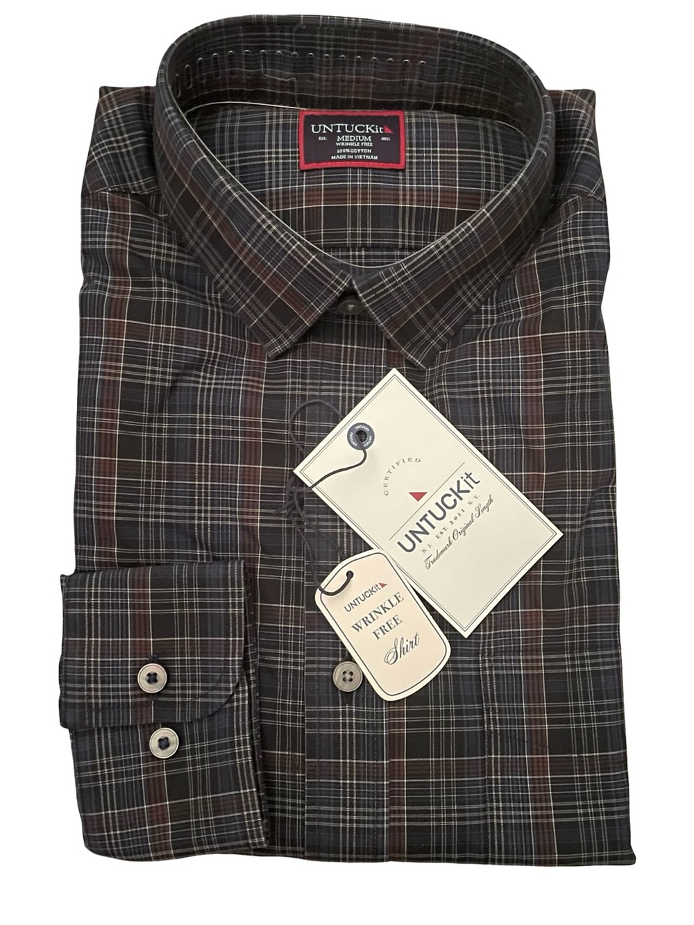 UNTUCKit Cordero Regular Fit Blue Wrinkle Free Button Shirt Size Medium